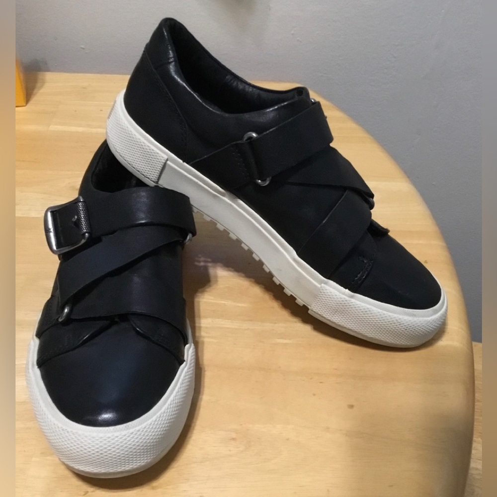 Women’s FRYE “Gia Moto” Black Leather Buckled Sneaker - SZ 7.5 - EXCELLENT